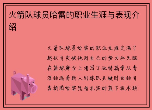 火箭队球员哈雷的职业生涯与表现介绍